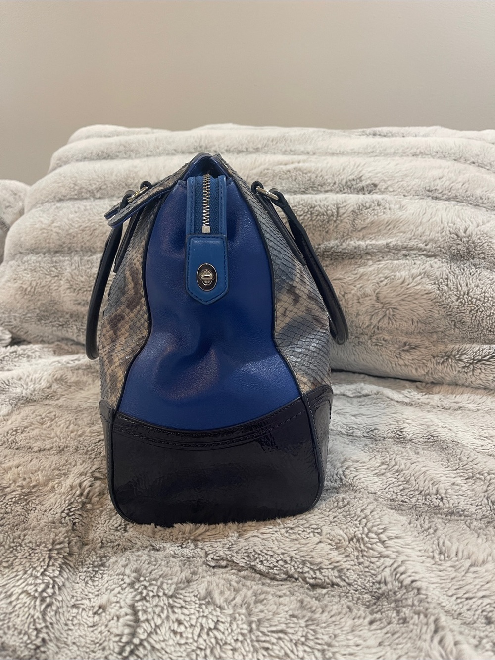 COACH POPPY EMBOSSED PYTHON LARGE FLAP SATCHEL - Picture 4 of 13